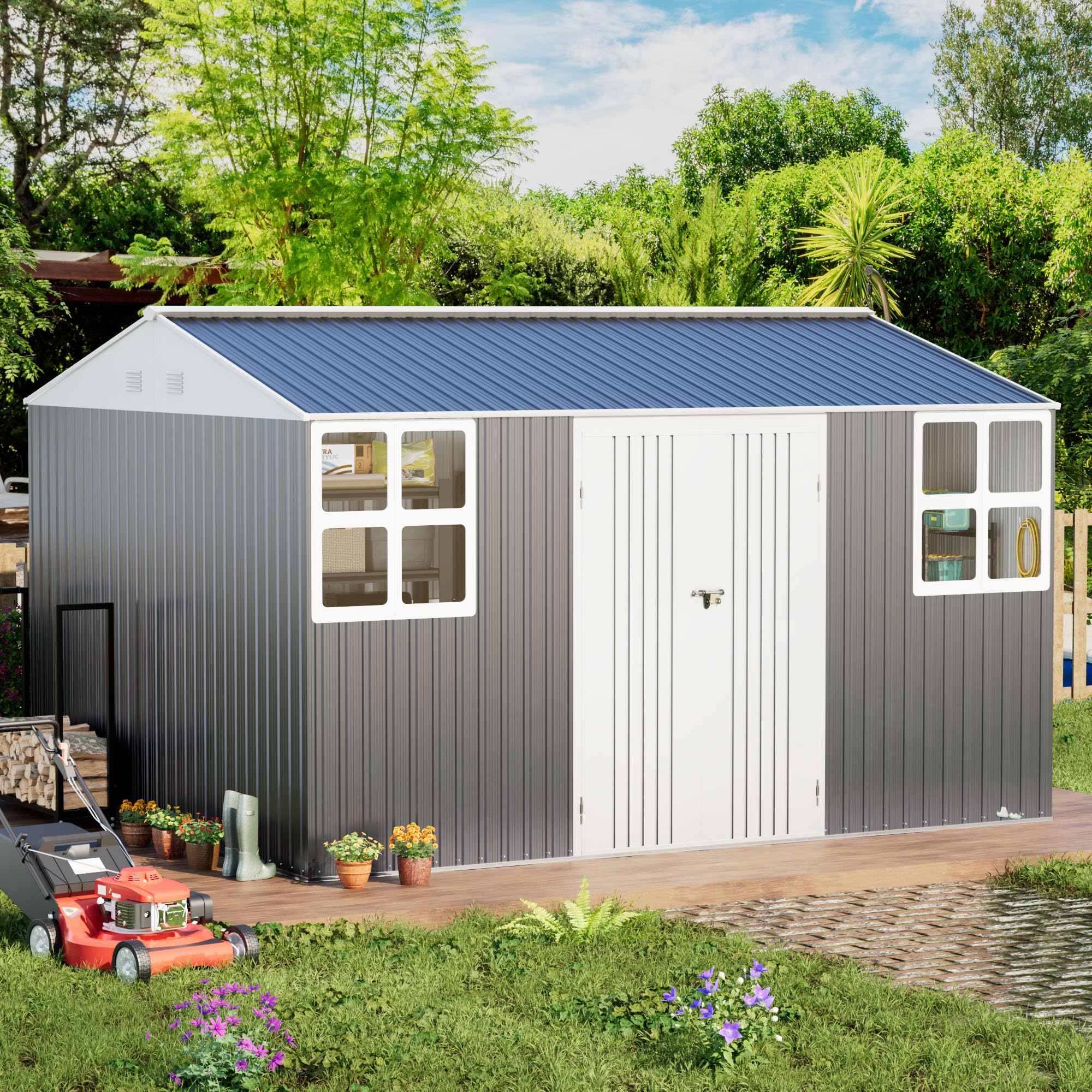 WACASA 12x10 FT Metal Shed Heavy-Duty | Military-Grade 20-Gauge