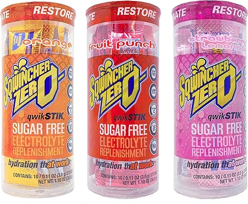 Sqwincher Zero Qwik Stiks - Paquete variado de reabastecimiento de electrolitos sin azúcar, bajo en calorías, sin gluten