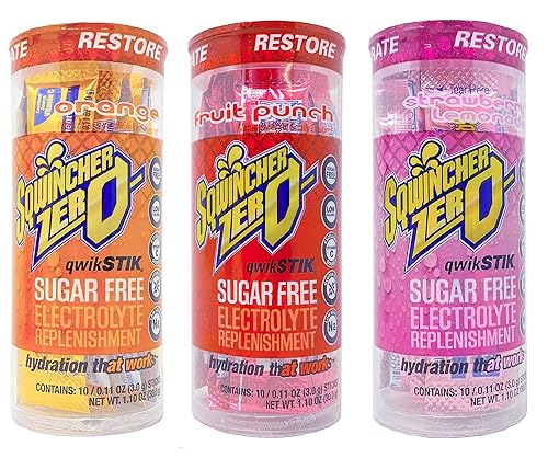 Sqwincher Zero Qwik Stiks - Paquete variado de reabastecimiento de electrolitos sin azúcar, bajo en calorías, sin gluten