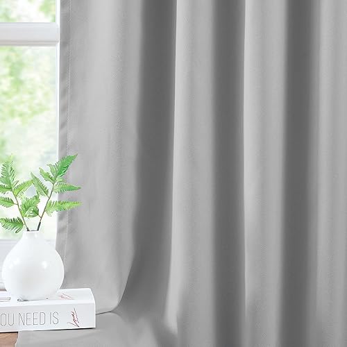 Miniatura 8 de Cortinas opacas con aislamiento térmico gris de 84 pulgadas de largo, pestaña trasera y bolsillo para barra, oscurecimiento de la habitación,