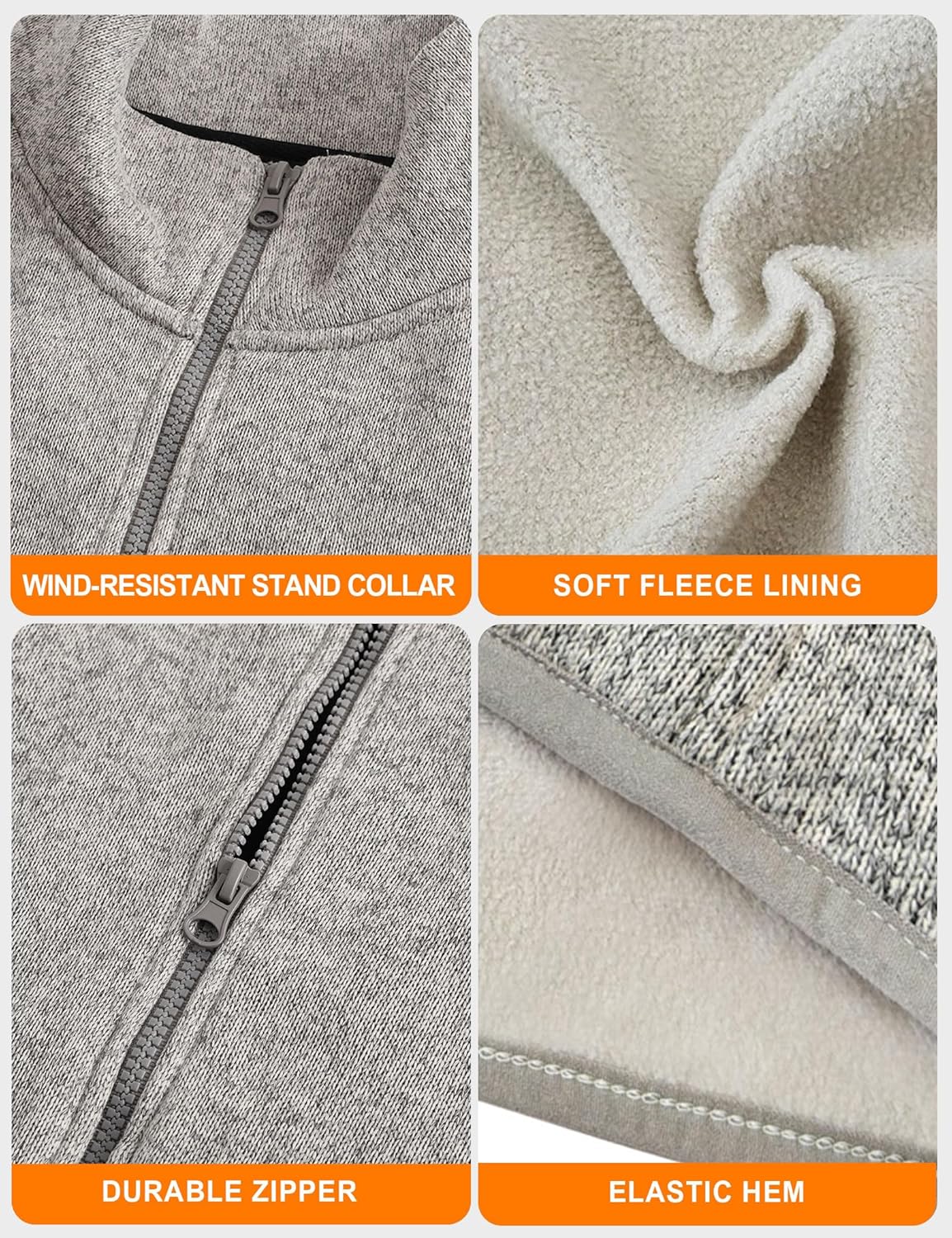 HENNCHEE Heated Fleece Jackets for Women with 12V 16000mah Battery Pack, Zip Up Heating Sweater, Knitted Sweatshirt Coat - Image 5