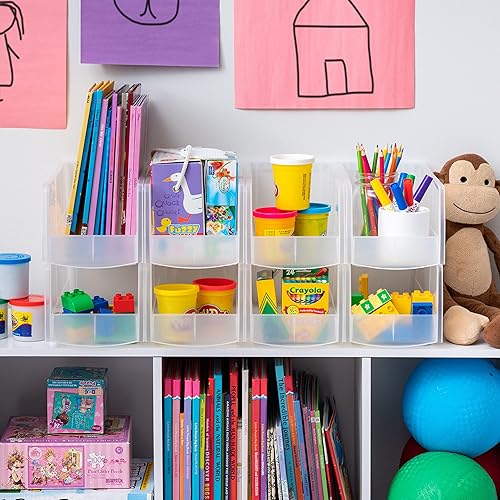 Miniatura 9 de IRIS USA Inc. - Cesta organizadora grande de plástico apilable de 13 x 6 x 5 pulgadas, para refrigerador, congelador, cocina, despensa, gabinete,