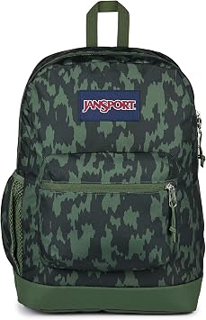 JanSport Cross Town Plus Backpack - Large Main Compartment, Side Water Bottle Pocket, 15-Inch Padded Laptop Sleeve - Camo Illusion