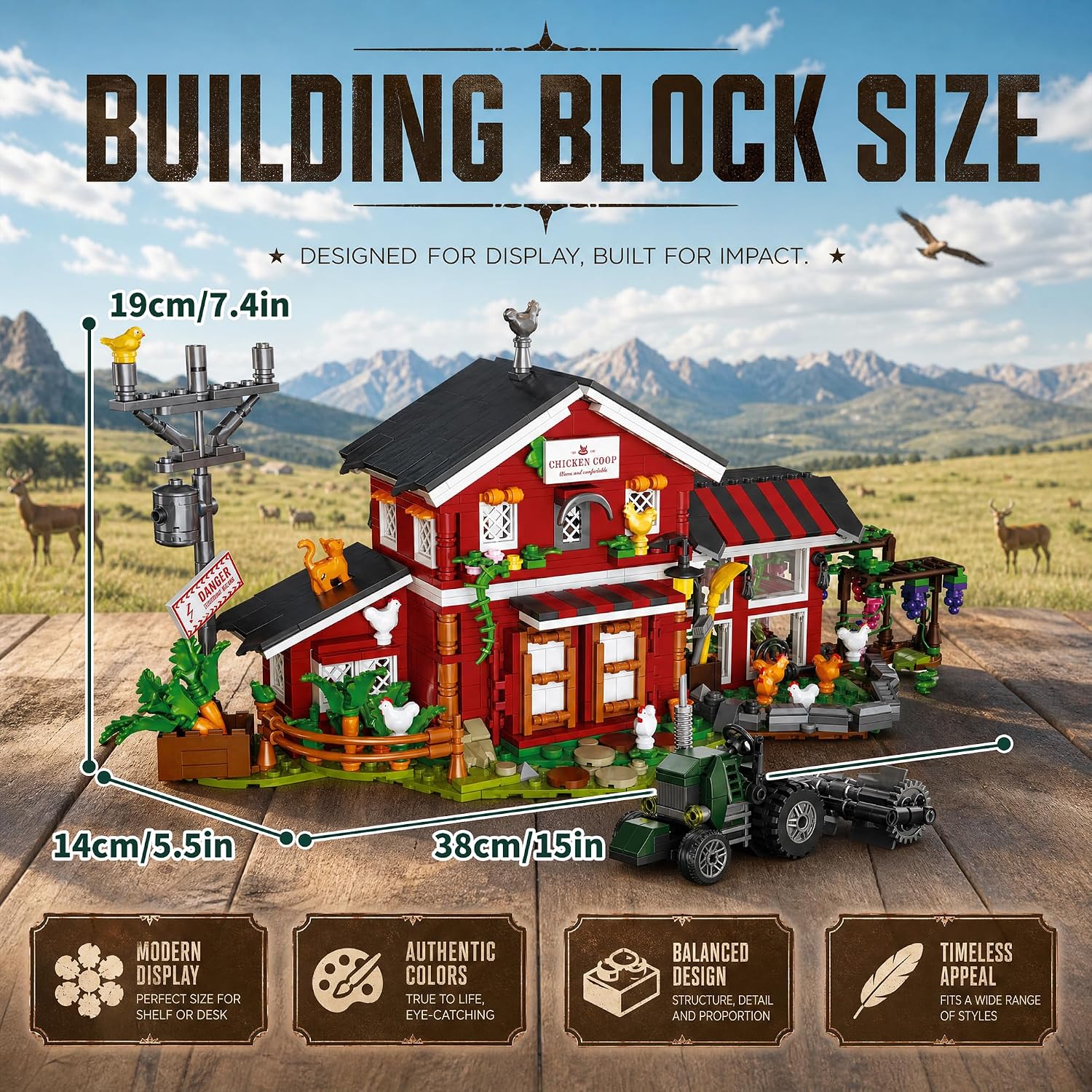 Western Farm Building Set, American Style Farm Decor Display