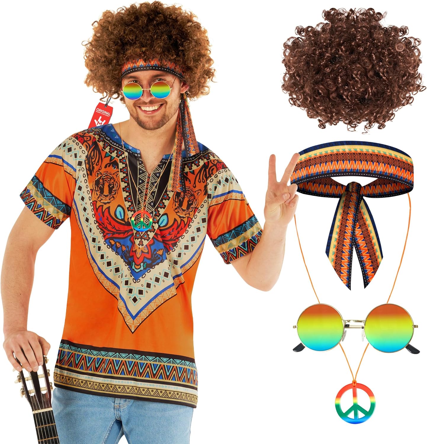 Morph Hippie Costume For Men, Mens Hippie Costume, Mens 70s Costumes, 70s Hippies Outfits For Men, Halloween Costumes Adult