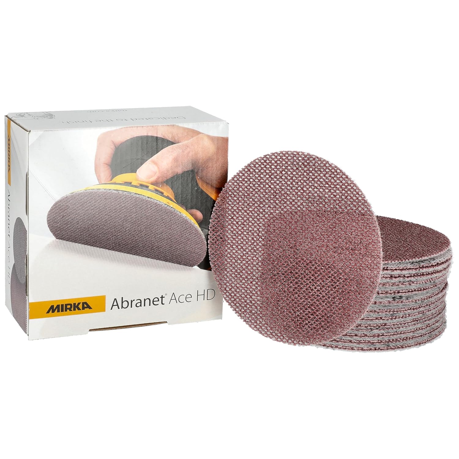 Mirka Pack of 25 Abrasive Discs for AcrRANET Ace HD 150 mm Grit 60 Ref AH24102560, Brown, 150 mm