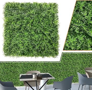 4PCS 20" x 20" Artificial Boxwood Panel, Grass Wall, Wall Panel, Artificial Grass Backdrop Decoration, Privacy Hedge Screen Resistant for Outdoor Indoor Garden Fence Backyard Fern Fence