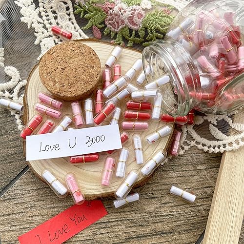 Miniatura 5 de Letras de cápsula con mensaje en una botella, píldoras felices de color rojo degradado, notas de amor, bonitos regalos para novionovia (100