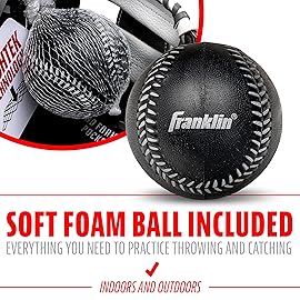 Franklin Sports Teeball Recreational Series Fielding Right Hand Glove with Baseball, 9.5-Inch, Black/Graphite/White