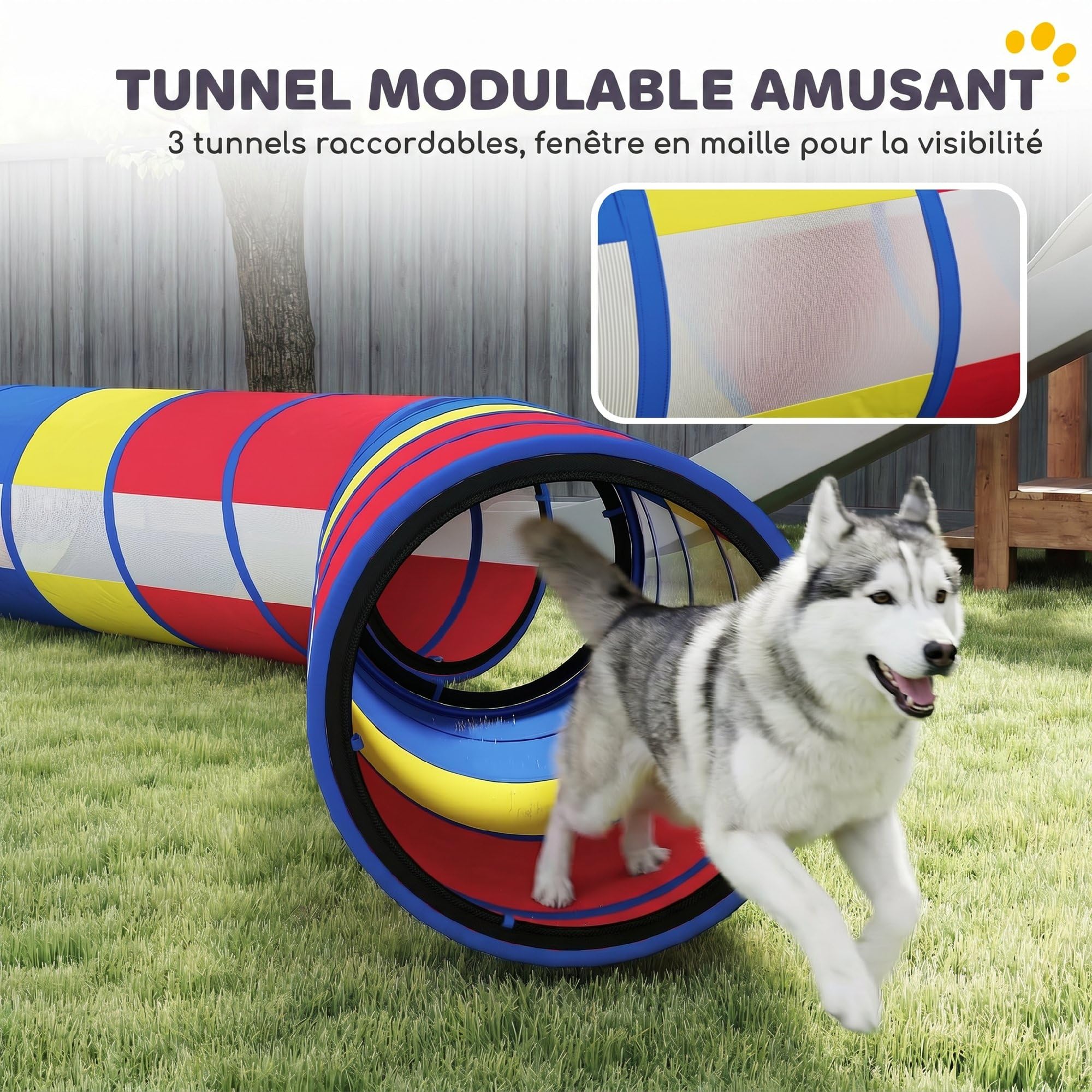 PawHut 12-częś. agility set, przeszkoda regul. i pierś. | Tor przeszk., Zest. ogrod., 4 tun., Słupki slal., Skrz. pauzy, Torb. smakoł., Miska, Torb. przen., Uż. wewn./zewn.