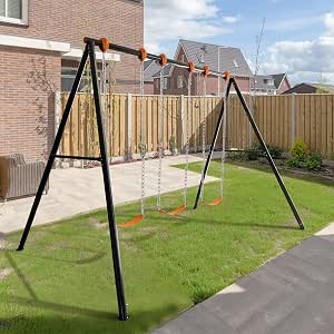 MR 10' Tall Heavy Duty Steel A-Frame Swing Set, 3 Belt Swings
