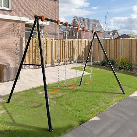 Amazon.com: Hapfan 7.3ft Tall Swingset for Backyard with 3 Swings
