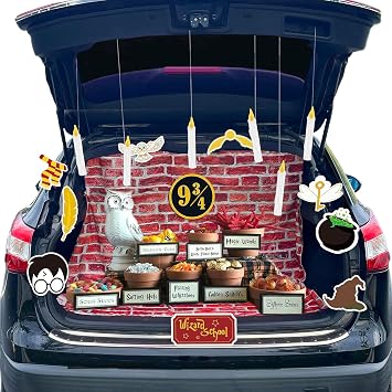 Halloween Trunk or Treat Car Decorations kit, Halloween Potters Decorations Floating Candles for Halloween Car SUV Decorations, Harry Cutouts Wizard School Trunk or Treat Halloween Outdoor Decor