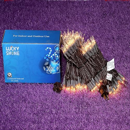 Miniatura 6 de LUCKY SHINE Luces de Navidad de alambre marrón de 50 pies, con certificación UL y grado comercial, juego de mini luces transparentes de 150, para