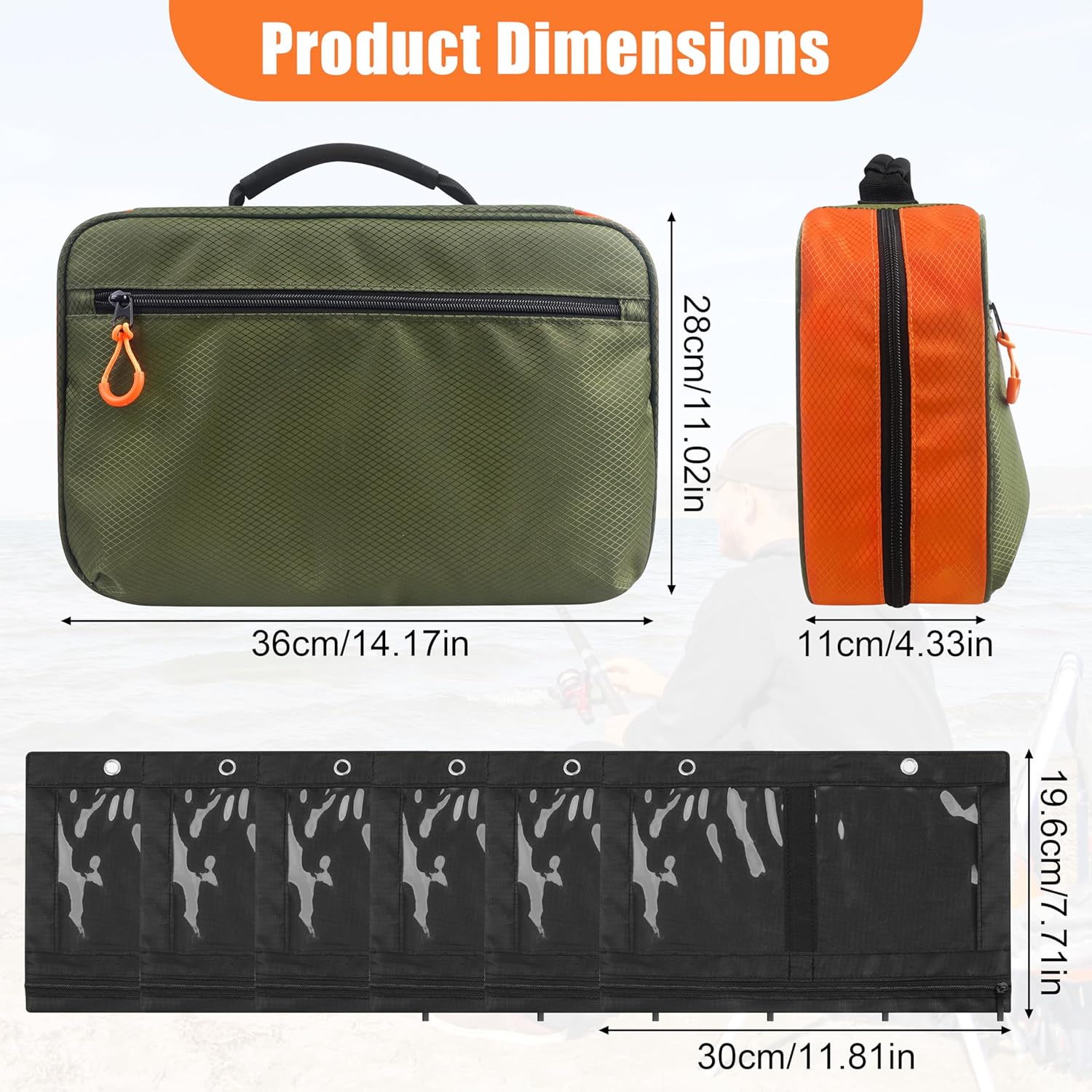 OROOTL Fishing Lure Bag Utility Binder Tackle Bag Waterproof Soft Plastic Bait Storage Bag Saltwater & Freshwater Fishing Tackle Organizer with Padded Handle for Bass Kayak Boat Fishing Men Gifts