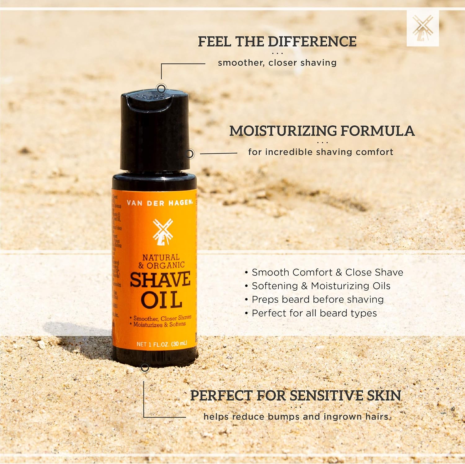 Van Der Hagen® Shave Oil - Transparent Formula for Better Control and Precise Shaving, Made w/ Jojoba and Chia Seed Oils for Superior Razor Glide (1 fl oz)