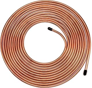 MuHize 3/16 Rear Brake Line - Upgraded 25Ft Copper-Coated Steel Brake Line Kit for Car Truck Trailer RV, Hydraulic Braking System Corrosion Resistant