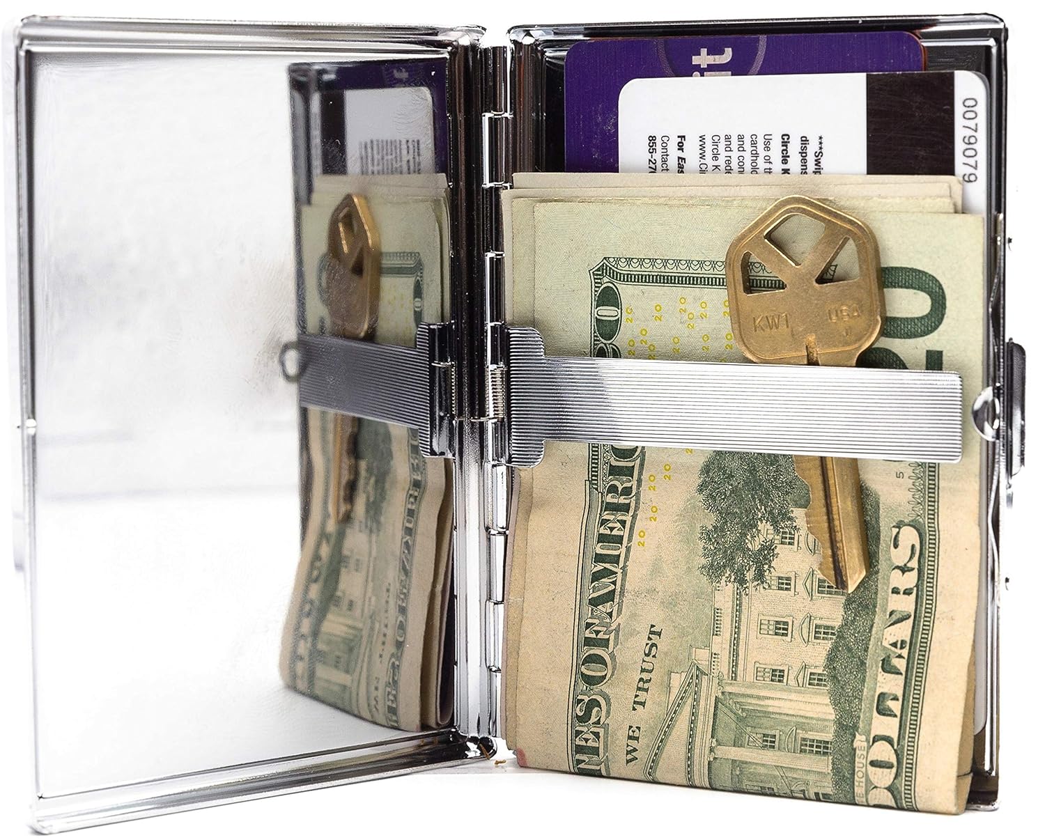 Set of 2 Metal-Plated 100s Ultra Compact Cigarette Case with Insert (Vintage Weightlifter)