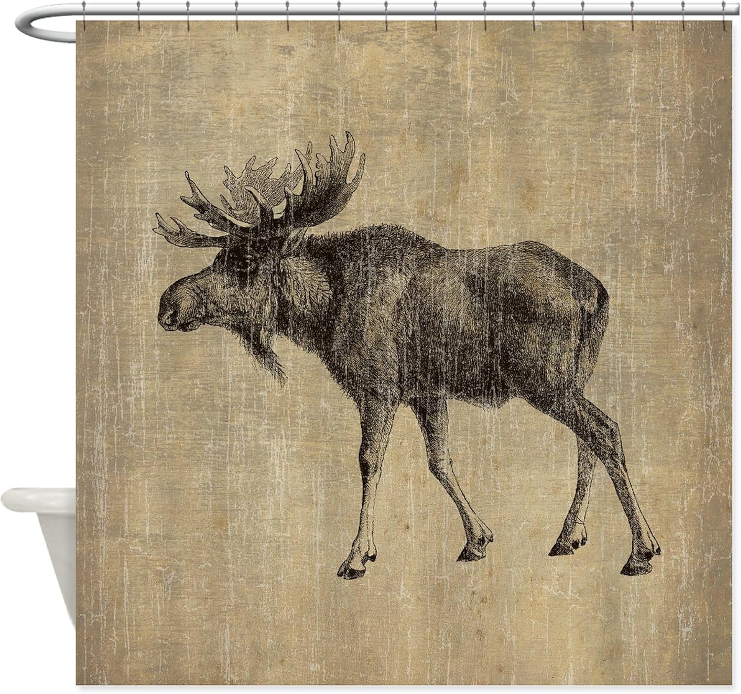 CafePress Vintage Moose Decorative Fabric Shower Curtain