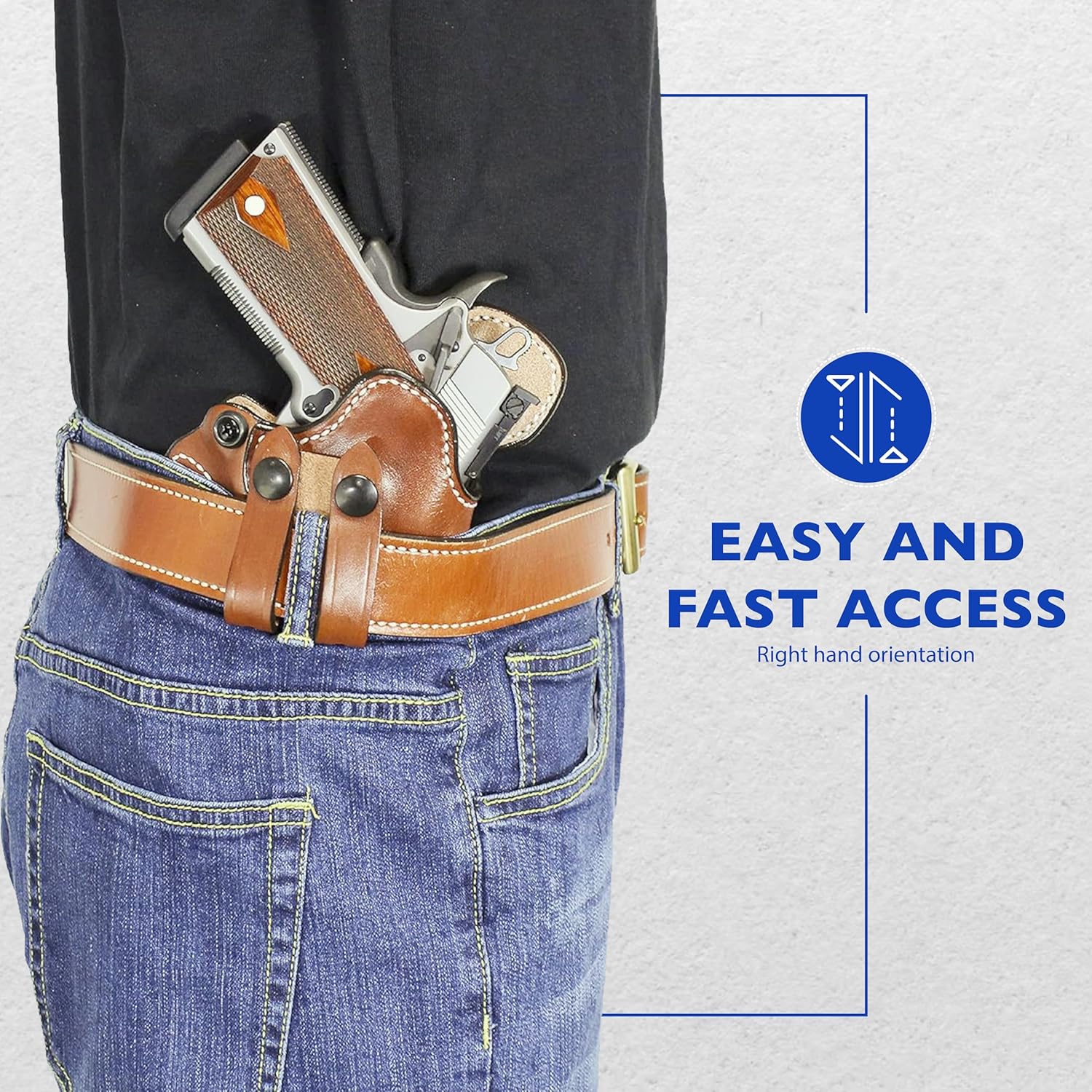 DeSantis Cozy Partner Gun Holster - Holster IWB, Conceal Carry Holster, Compact, Compatible with Standard 1911 models 4-5"" from COLT, S&W, SIG SAUER, Ruger, Kimber, Springfield - Right Hand Draw, Tan