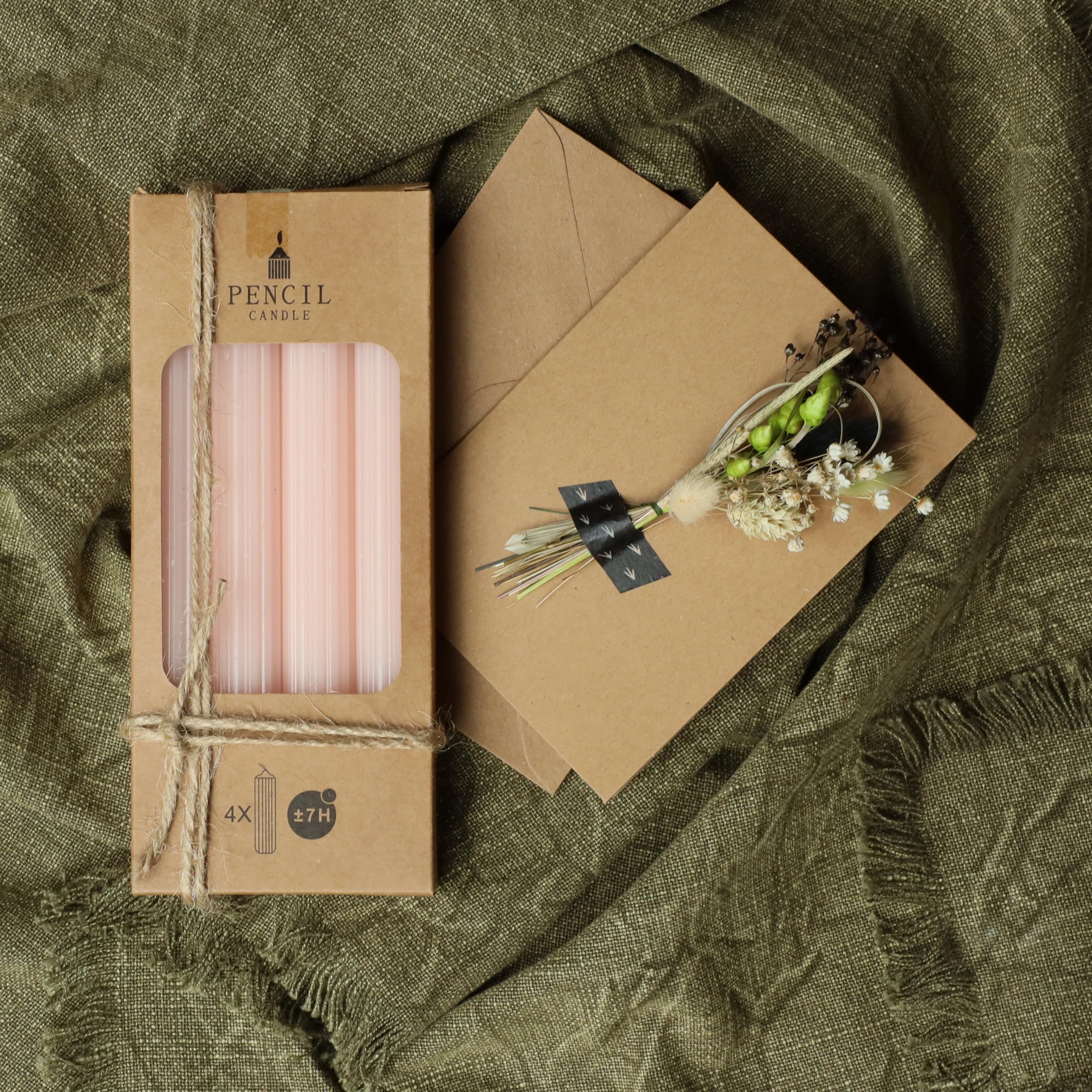 comforder COMFORDER Taper Candles Set, 4 x Table Candles Plain + Ribbed, 20 cm, 7 Hours Burning Time (Pink) - Image 4