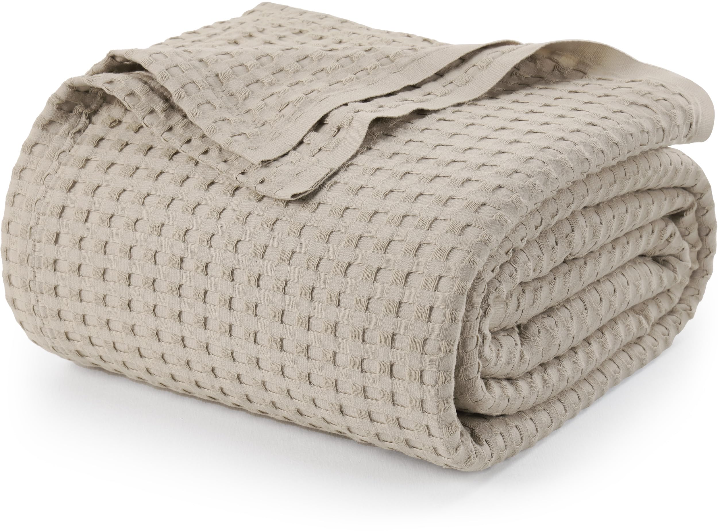 Utopia Bedding Khaki 100% Cotton Waffle Blanket 300 GSM [Big - 120x120 Inch] Soft Lightweight Breathable Bed Blanket for All Season
