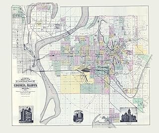 1898 Map of Council Bluffs Iowa (Material: 20" x 24" Matte)