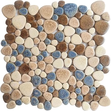 Parrotile Yosemite Matte Pebble Stone Tiles for Shower Floor Bathroom Mosaic Tile Extremely Non Slip [5 Sheets]