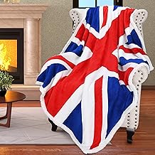 Catalonia Union Jack Blanket, British Flag Throw Blanket, England UK Gifts, Soft Cozy Fleece Blanket for Home, Sofa, Bed, British Gift for Men, Women, Kids, 50X60 inch