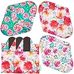 Wegreeco Cloth Menstrual Pads - Soft Washable Pads for Women - Reusable Panty Liners for Women - 6 Pack with 1 Cloth Mini Wet Bag (Large, Peonyony)
