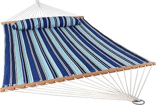 Sunnydaze Quilted Double Hammock with Spreader Bars - 450 lb Capacity Outdoor Hammock, Catalina Beach