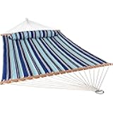 Sunnydaze Quilted Outdoor Hammock with Spreader Bars - Heavy-Duty 450-Pound Capacity Double Hammock for Outside - Catalina Beach