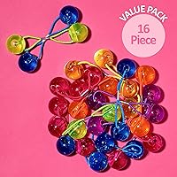 Vista 6 de Paquete de 24 piezas de coletas grandes redondas con bolas para cola de caballo, elásticos para el cabello con cuentas dobles, multicolor brillante