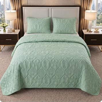 VCNY Home Shore Beach 3-Piece Bedding Set, Queen, Green