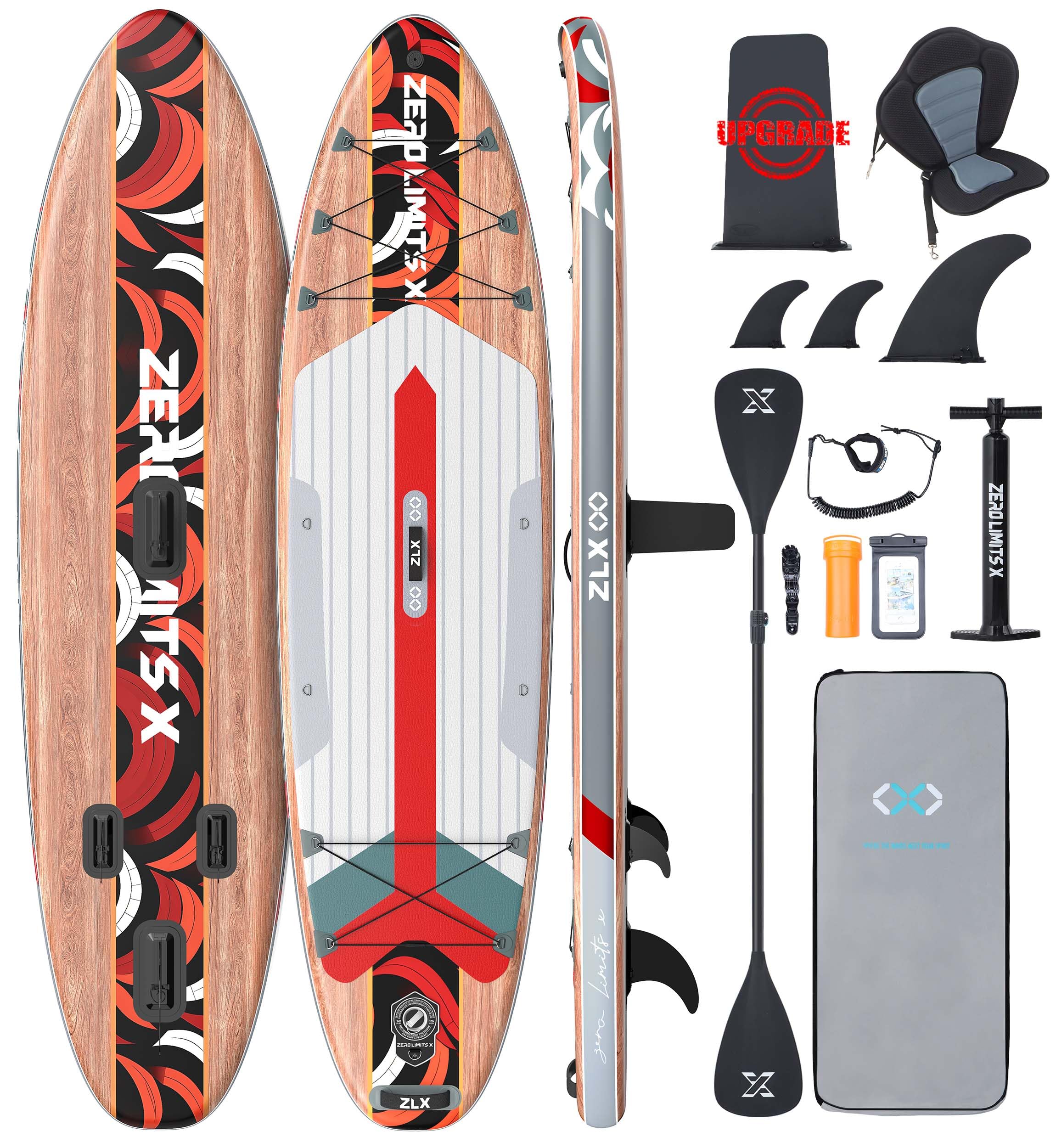 ZLX 320cm Tabla de Stand Up Paddle Hinchable Premium Todos los Niveles Diseño Estable,Paddle Surf Antideslizante Remo Ajustable Correa y Bolsa Padel Surf Hinchable de Transporte Incluidos