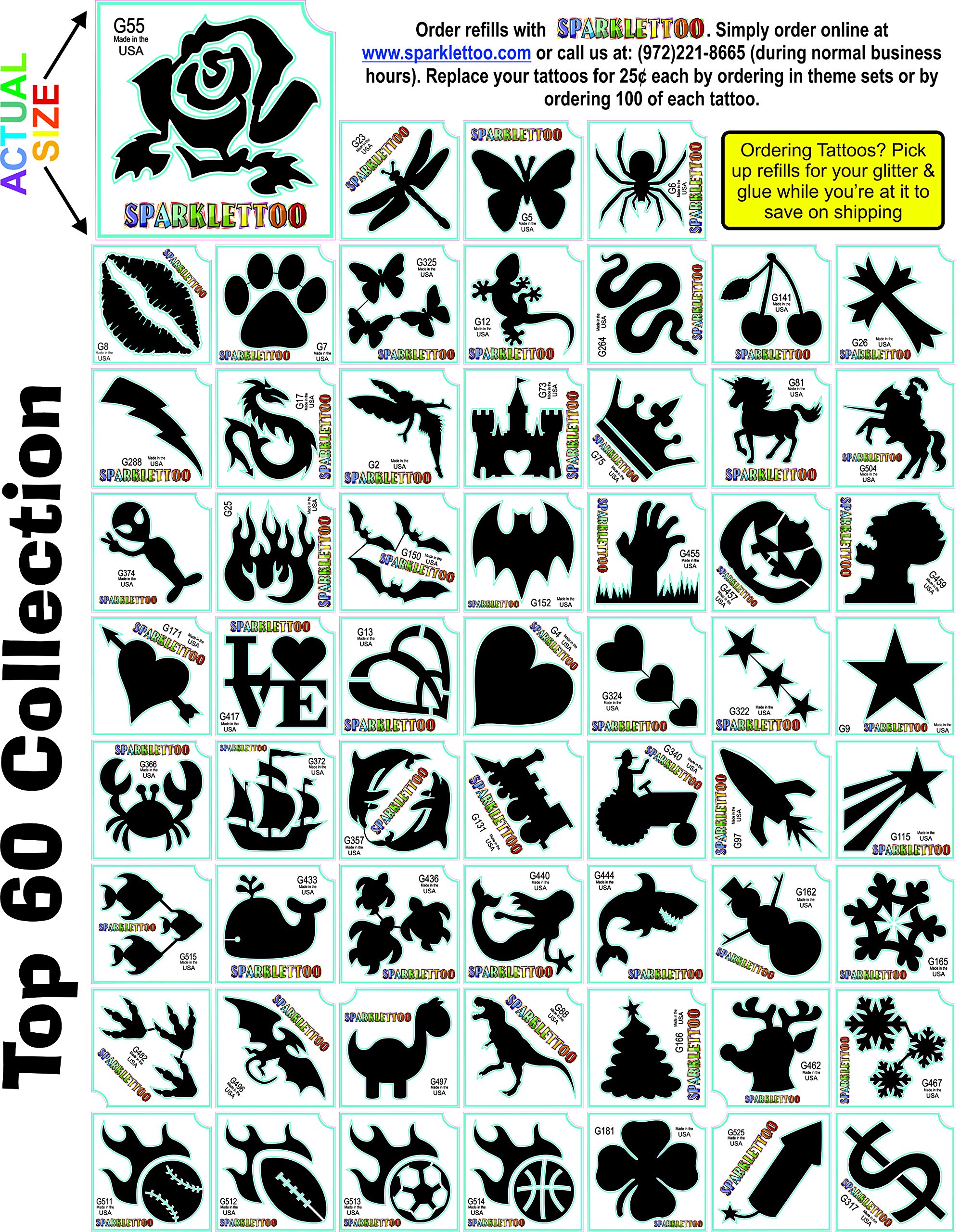 Ruby Red Paint, Inc.600 Assorted Glitter Tattoo Stencils