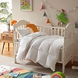 Three Geese Lightweight Toddler Comforter, All Season Down Blanket for Kids, 41x48 Inch White Duvet Insert with Soft Cotton Blend Fabric