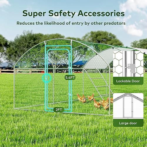 Miniatura 39 de Gallinero grande de metal para gallinero con cubierta residente de agua para casa de conejos, corral de pollo al aire libre para patio, techo