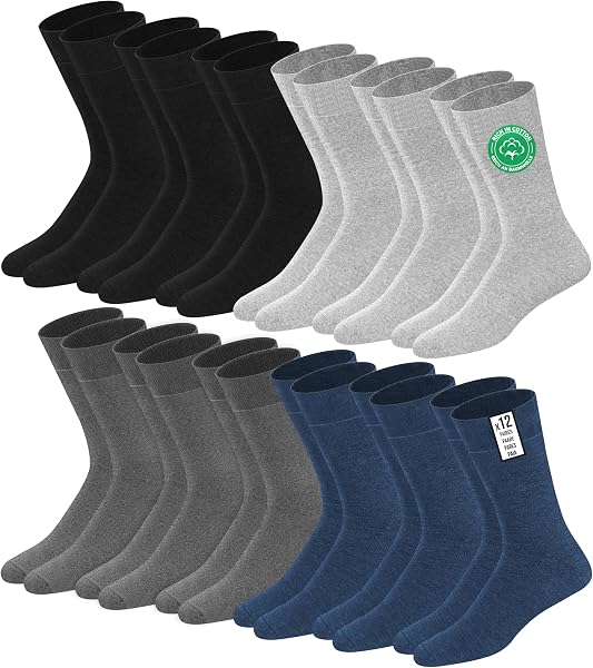 SOXCO Chaussettes pour Hommes Classiques en Coton, Lot de 12 Paires - 1
