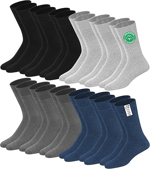 SOXCO calcetines de algodón para hombre hasta la pantorrilla, Paquete de 12 Pares oferta Amazon