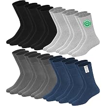 SOXCO 12 Pack Mens Dress Socks | Rich in Cotton Smart Dress Crew Socks | Breathable Fabric with Dura-Stretch Elastane | Suitable for Work & Casual Wear |US 9-12 Multicolour, Pack of 12 Pairs