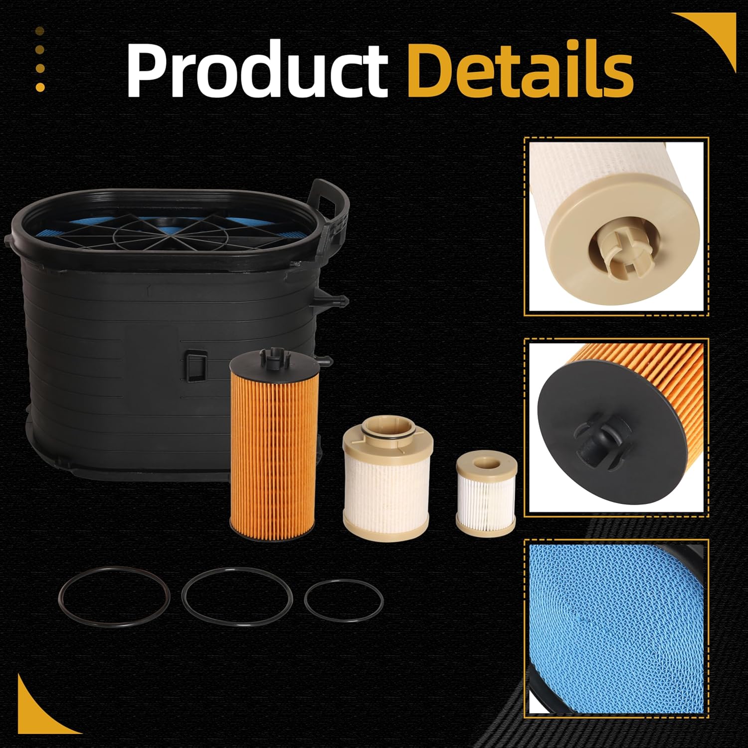 Fit for Powerstroke Filter Kit, Fuel Filter & Oil Filter & Air Filter Fit for Ford F250 F350 F450 F550 Super Duty 2003-2007, for Ford Excursion 2003-2005# FD4616, FL2016, FA1778 (set of 4)