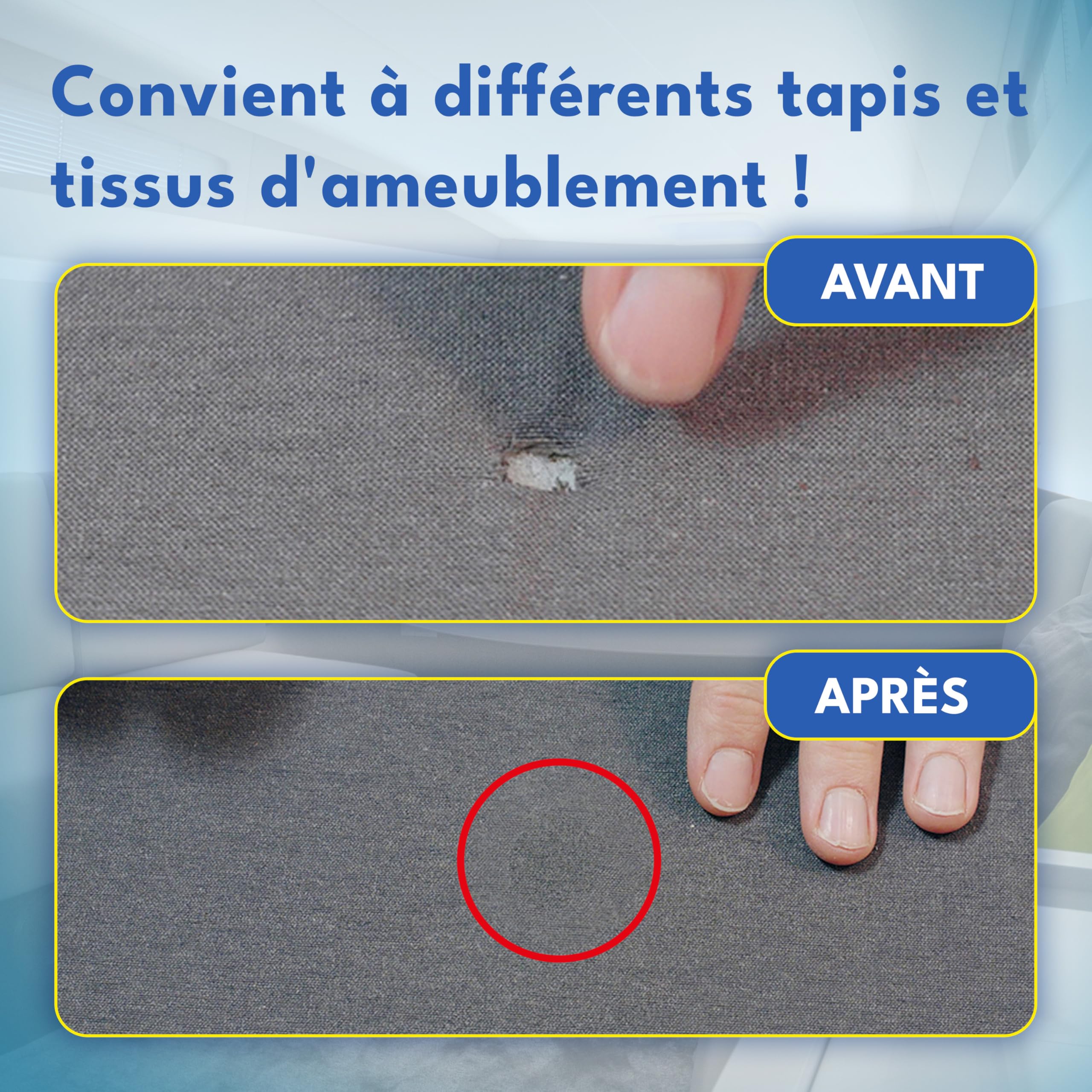 Kit Reparation Siege Auto Tissu – Répare Trous, Brûlures et Déchirures, Kit Reparation Tissu Voiture et Canapé, 7 Couleurs, 13 Pièces