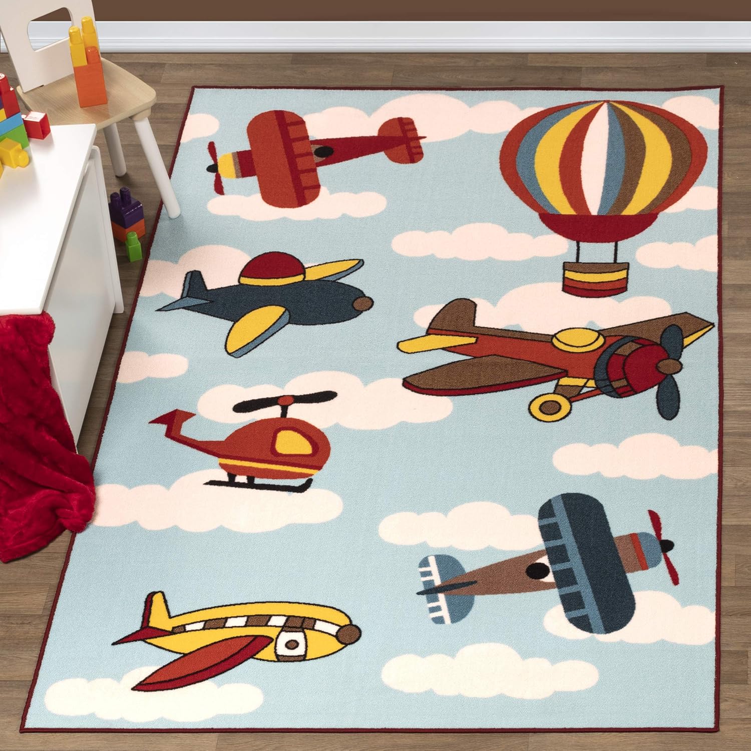 BLUENILEMILLS Non-Slip Washable Lil Flyer Kids' Area Rug, 4x6
