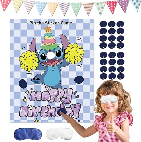 Miniatura 1 de Decoración de juegos de fiesta de cumpleaños con temática de dibujos animados azules para niños, pin the nose en los juegos de cumpleaños de dibujos