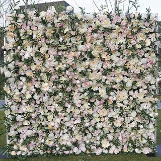 5D Artificial Flower Wall Background Wall, high-Density Fake Flower Rose Background is Suitable for Wedding Decoration, Stage Layout for Photo Background Home Party Wedding Backdrop