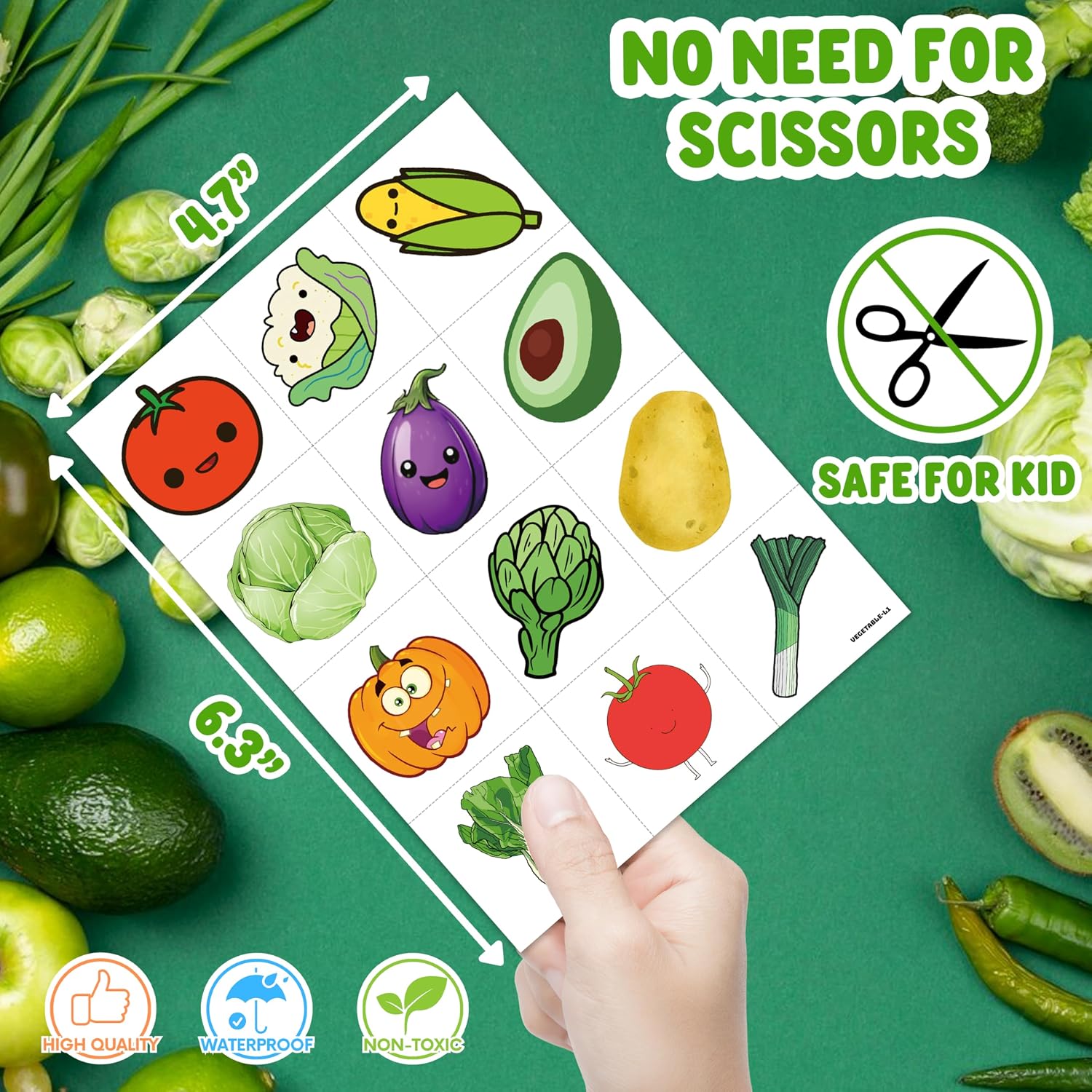 96 PCS Funny Vegetable Pre-cut Temporary Tattoos for Kids image 5