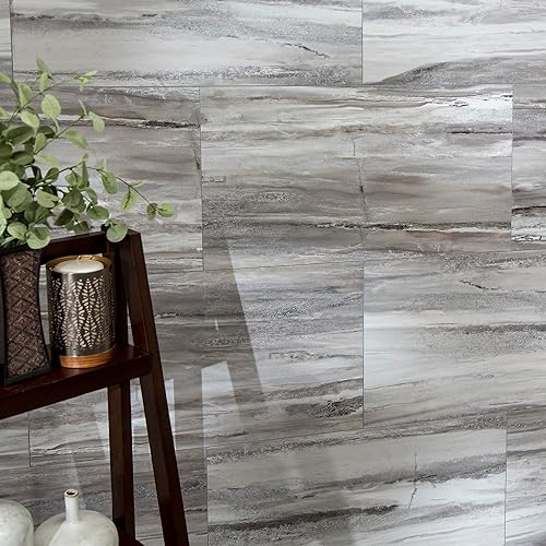 Vista 190 de Palisade Azulejos de vinilo entrelazados impermeables para salpicaduras de 22.8 x 7.31 pulgadas en mármol veneciano, sin juntas, fácil de instalar