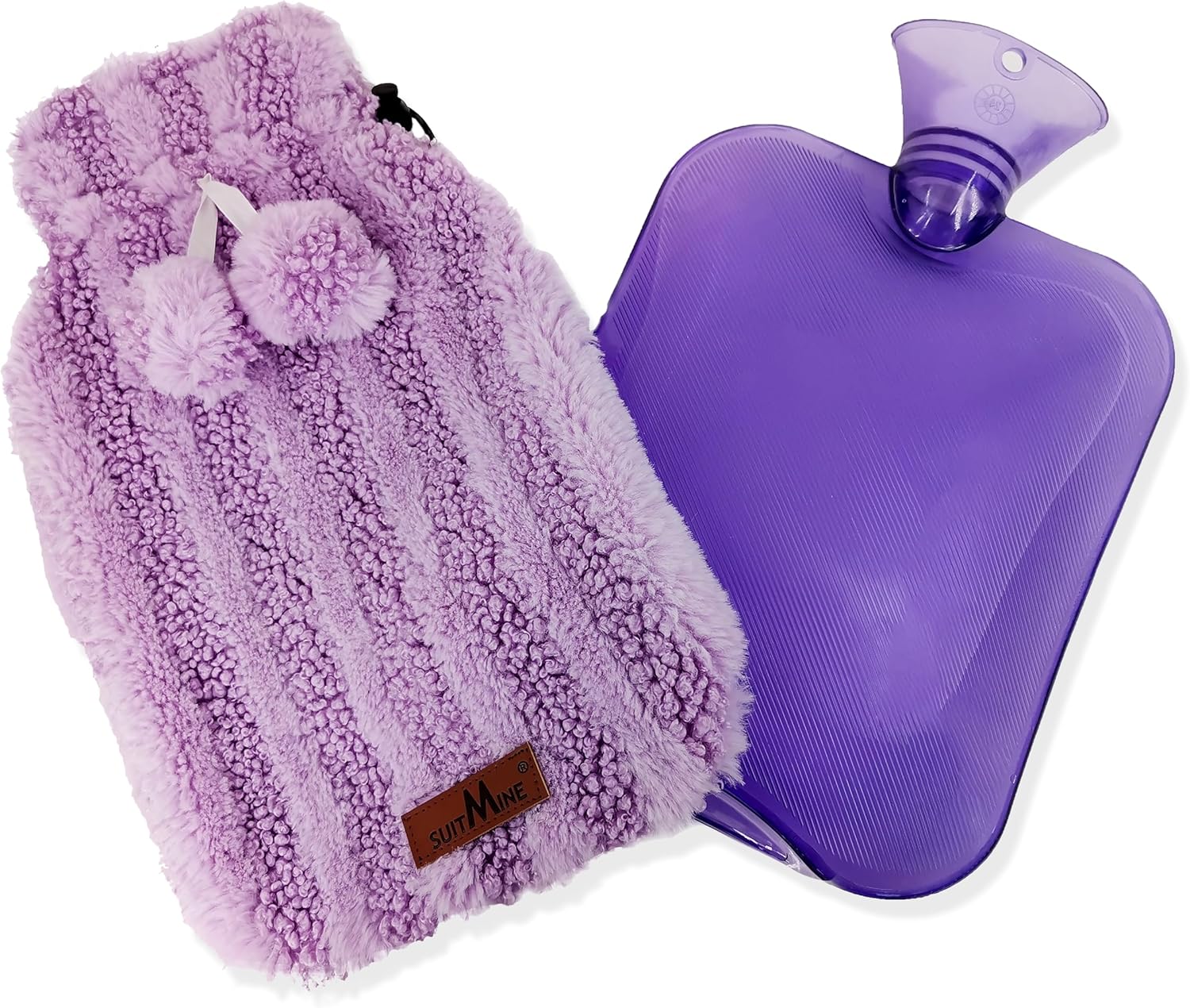 Hot Water Bottle PVC 2L Leak-Proof with Removable Plush Cute Deer Cover for Pain Relief Hot and Cold Therapy,Hands Feet Abdomen and Neck Warmer,Cord Lock,Brown