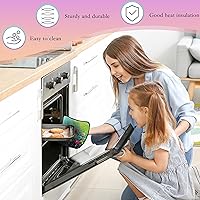 Vista 5 de Guantes de cocina abstractos florales para acuarela, guantes de cocina y soportes para ollas de cocina, juego de 2 piezas, almohadilla resistente al